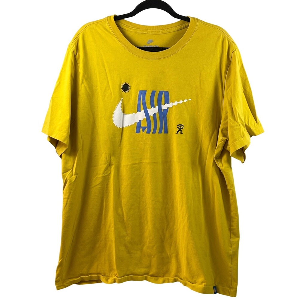 Nike Air Mens Yellow Blue Short Sleeve Graphic T-Shirt Sporty Streetwear XXL